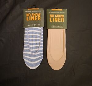 Eddie Bauer Men's No Show Liner Socks - Blue and Tan